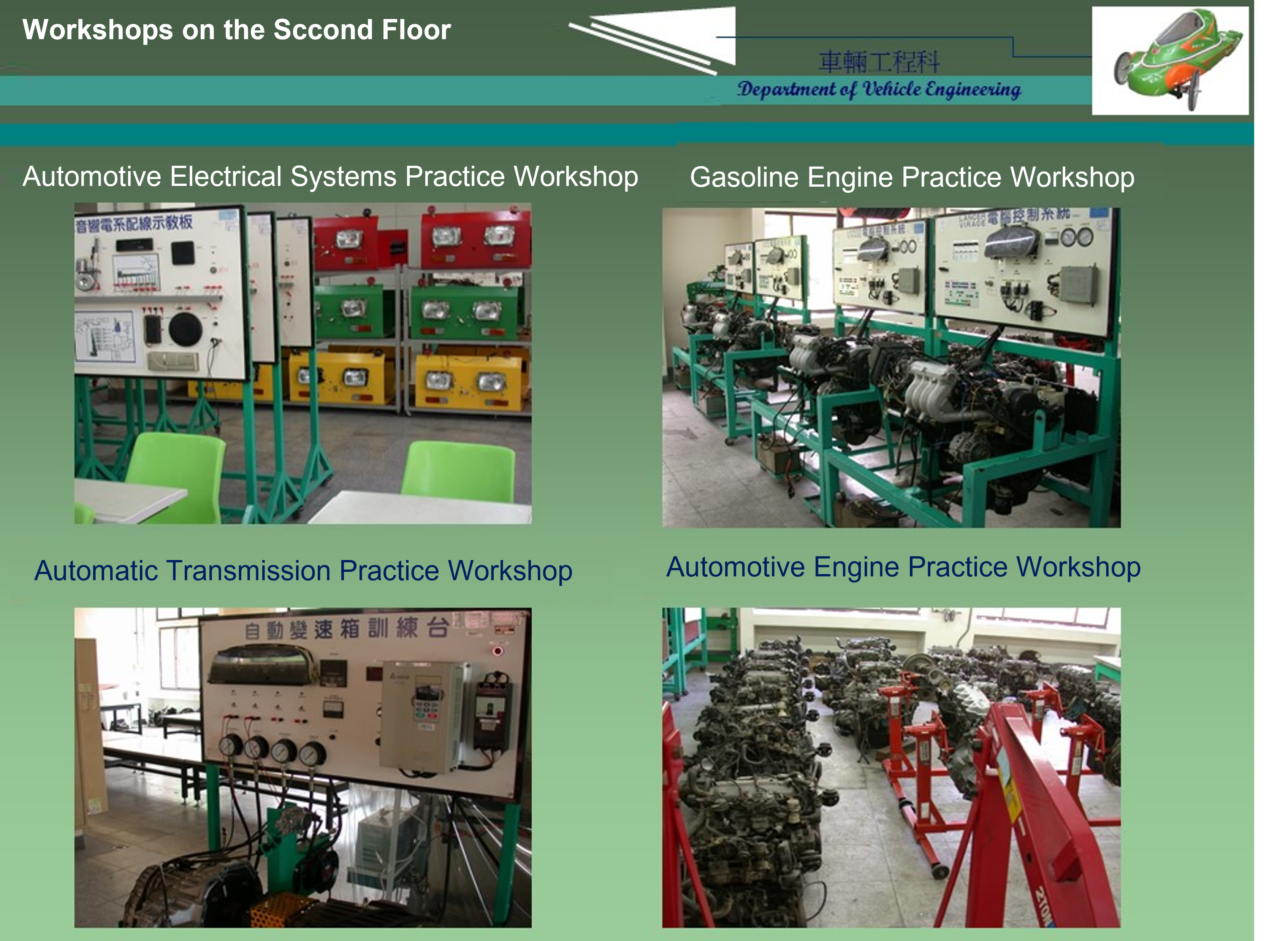 Gasoline Engine, Electrical Systems, and Transmission Practice Workshops